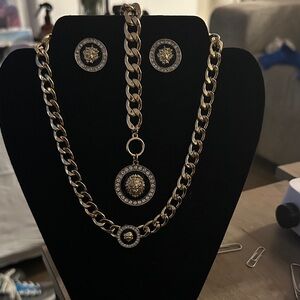 Gold and Black Lion Pendant Necklace , Earring and bracelet Set FASHION ONLY!!!